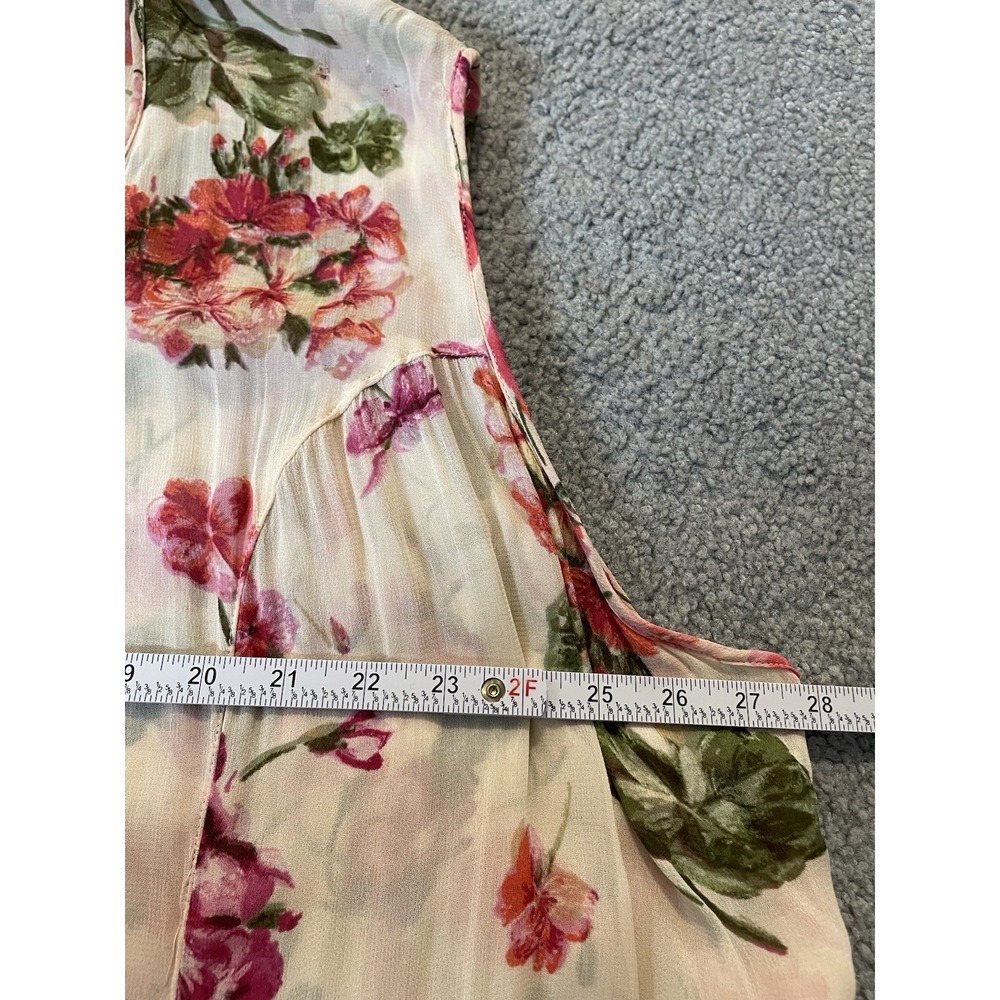 Vtg 80s Olivia Reversible Floral Maxi Dress 1X Pink Beige Rayon Boho Cottagecore - Picture 8 of 12